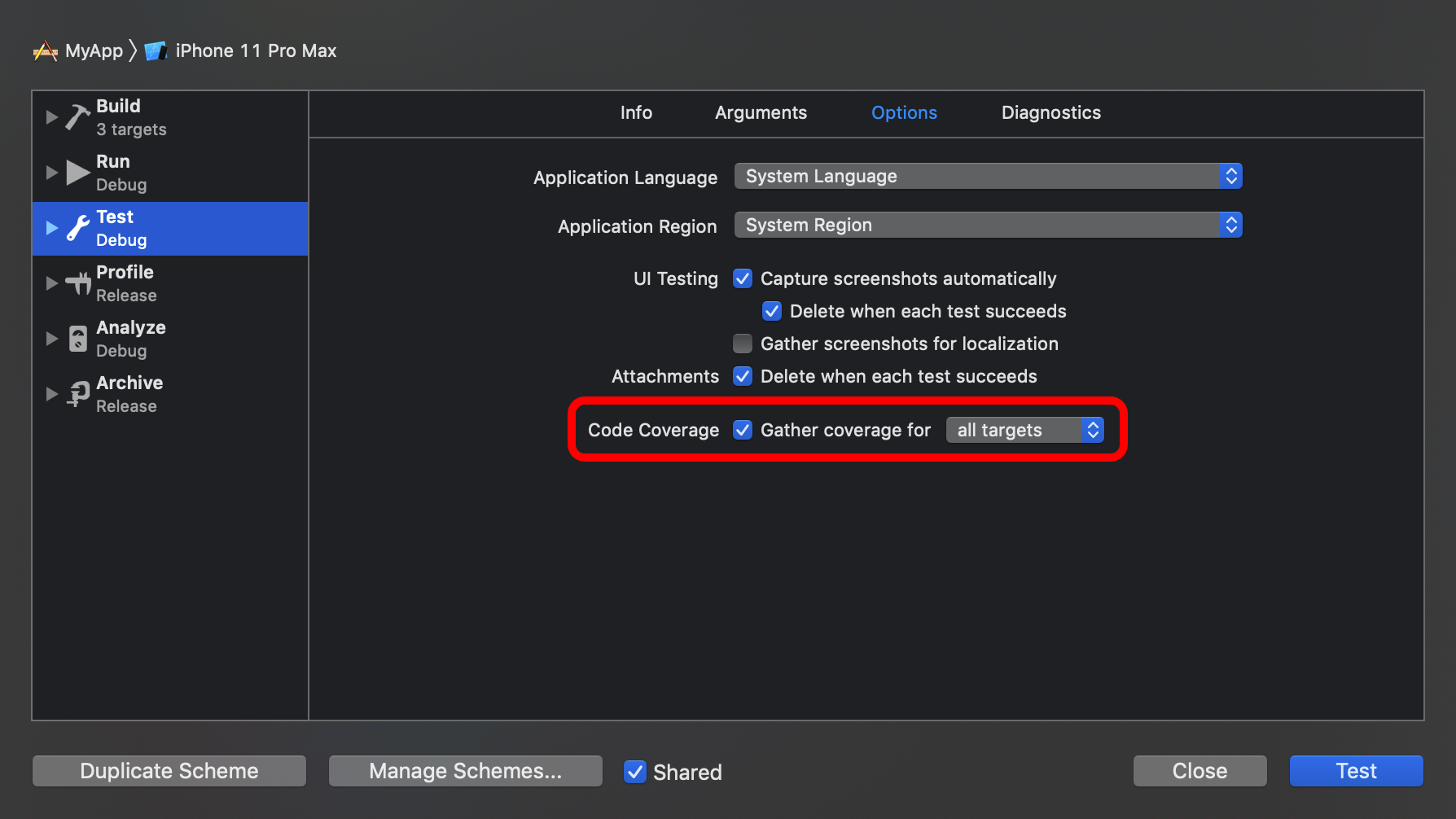 How to enable code coverage